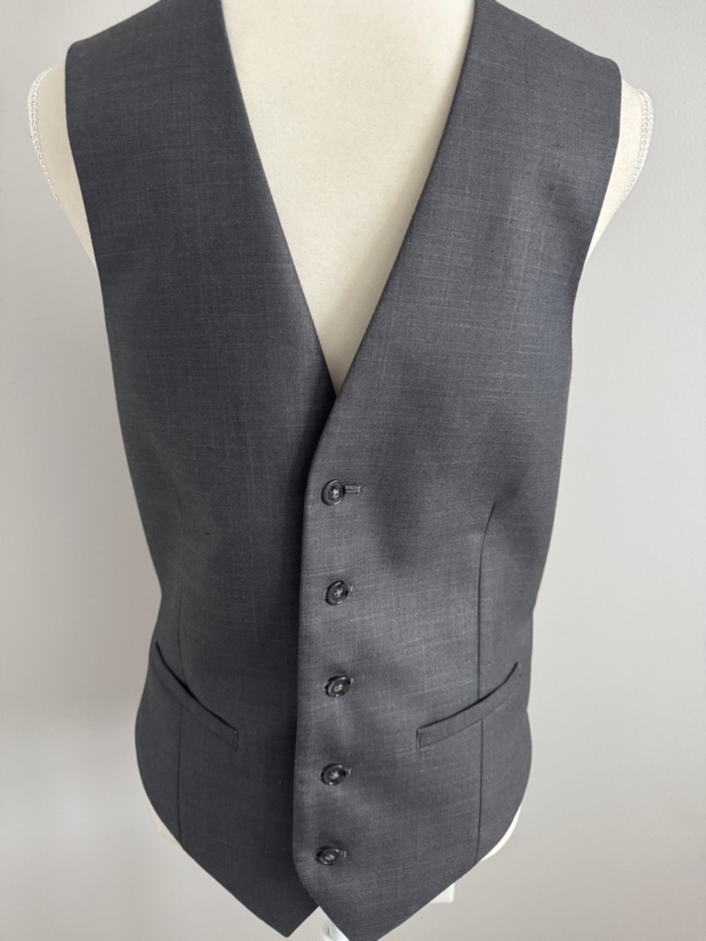 Men's Charcoal Gray Slim Fit Vest Size Small